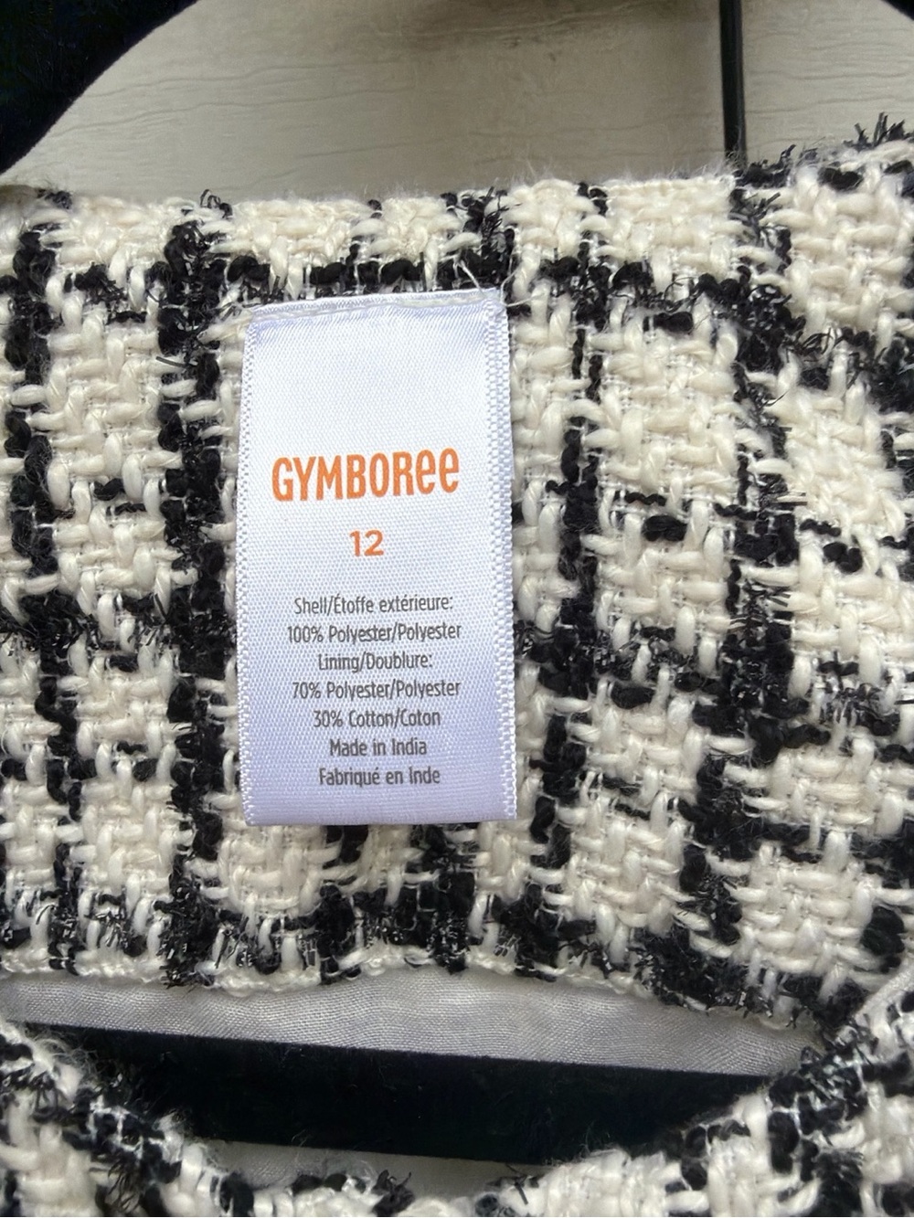 Gymboree Girls Size 12 Tweed Dress Black Ivory Holiday Christmas Church - Picture 4 of 5